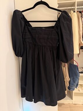 Abercrombie & Fitch Black Puff-Sleeve Mini Dress